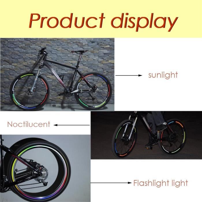 6 couleurs PVC vélo autocollant réfléchissant vélo vélo roue pneu  décalcomanie Fluorescent avertissement jante bande décalcomani