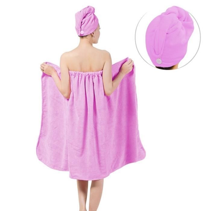 Peignoir De Bain Femme - Serviette Absorbante - Taille Unique