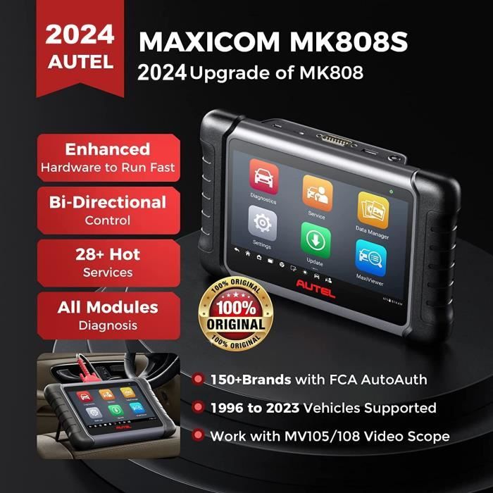 Autel MaxiCOM MK808S-TS Outil Diagnostic Auto test actif mis à jour de  MX808, MK808BT PRO, 28+ Service avec Bluetooth - Cdiscount Auto