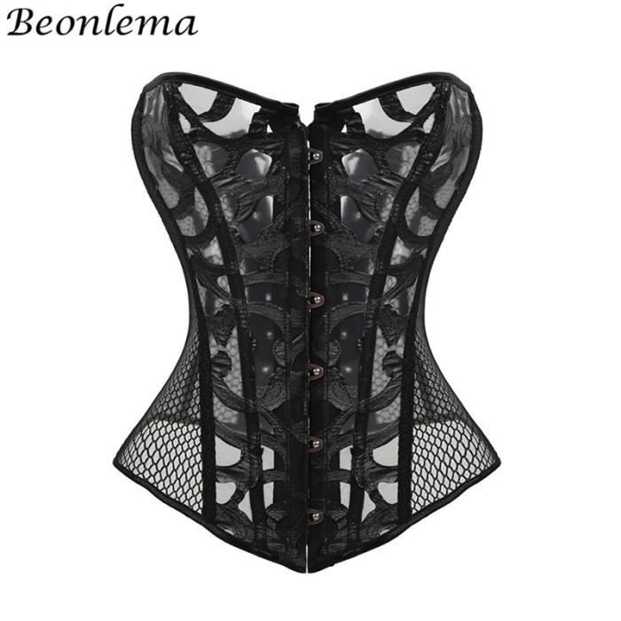 Bustier femme Corset gothique ajour bustier noir et blanc