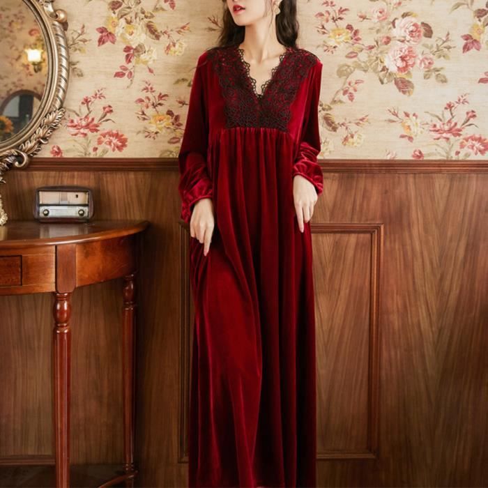 Chemise de Nuit Femme Manches Longues Princesse Style Palais R tro