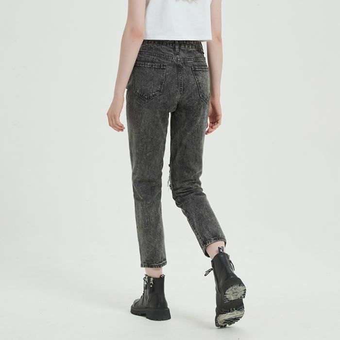 Jeans gris dechire sale femme