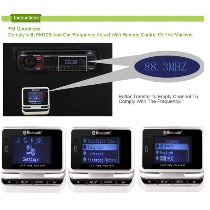 Transmetteur FM Bluetooth, Voiture Bluetooth Lecteur MP3 Adaptateur  Allume-cigare Sans Fil Émetteur, Clé USB - Cdiscount Auto
