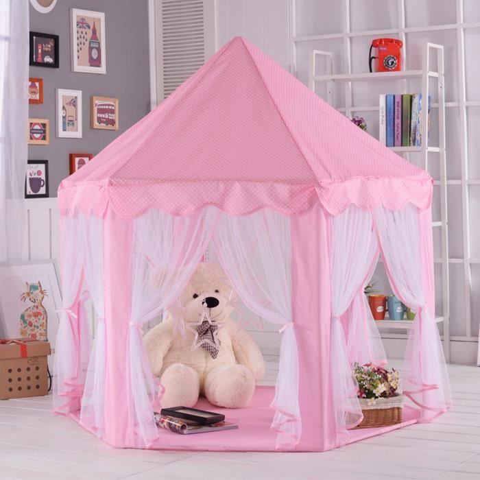Tente de Jeu Pop-up Princesse Rose pour Fille ; lumières colorées et Peluche Grenouille Arc-en-Ciel. Cabane pour Chambre de Fille. Dimensions Tente de Jeu Pop-up Princesse Rose pour Fille ; lumières colorées et Peluche Grenouille Arc-en-Ciel. Cabane pour Chambre de Fille. Dimensions
