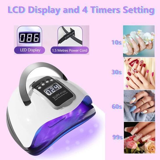 Zawaer Lampe UV Sèche Ongles, 280W Professionnel LED Séchoir à Ongles Automatique, Séchage