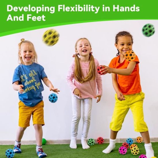 Lot De 6 Balles Astro Jump Moon Bouncing – 7 Cm – Ultra Rebondissantes – Son Unique – Stress Relief Enfants Et Adultes