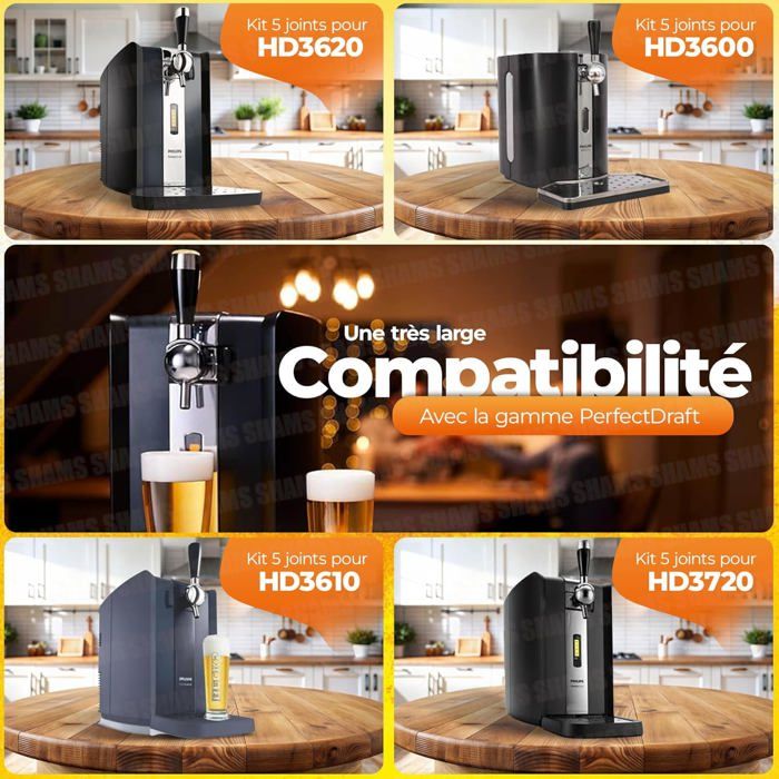 PERFECT DRAFT | KIT 5 JOINTS D'ÉTANCHÉITÉ HD3720 HD3620 HD3610 HD3600 ...