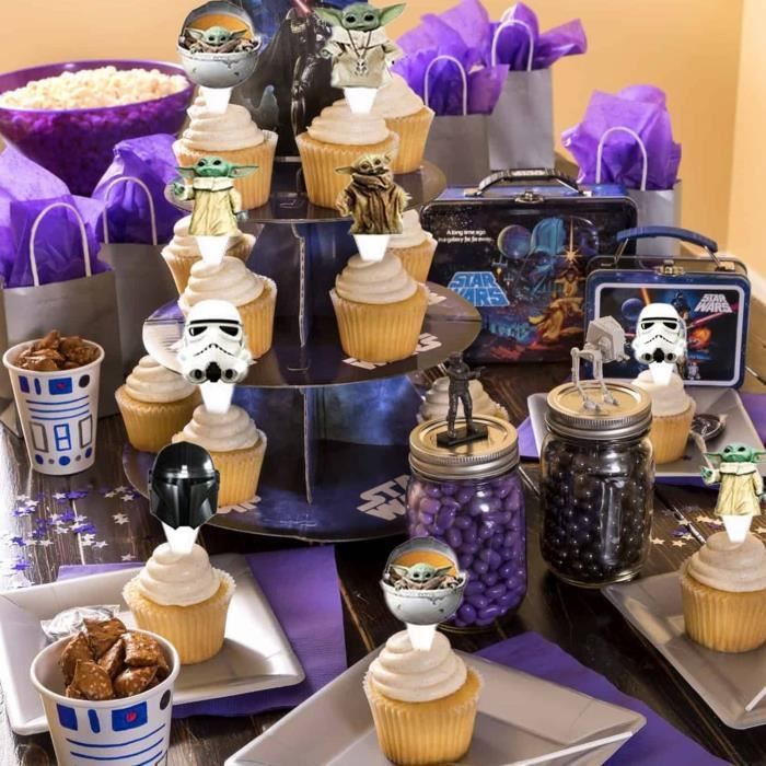 Procos Set De Fête Star Wars Galaxy - 46 Pièces Vaisselle Jetable Anniversaire Enfant Thème Space