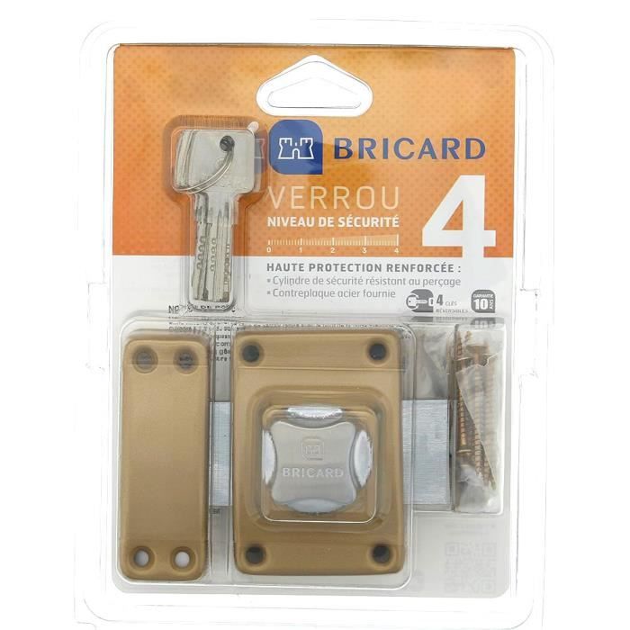 Verrou De Sécurité Pour Porte - Bouton/clé - Finition Laiton - Neuf Avec Clés