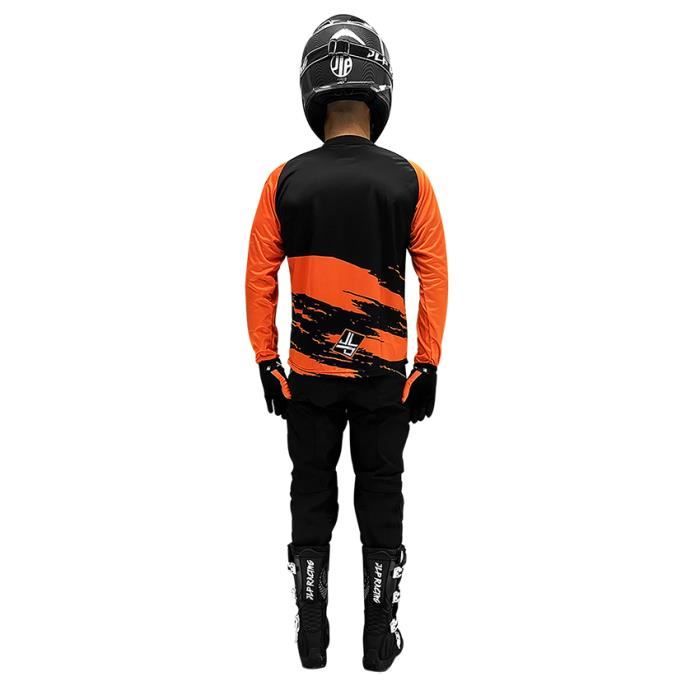 JLP RACING Tenue Enfant Complète Moto Cross Quad - Pantalon Maillot Gants Snatch Orange Fluo XL