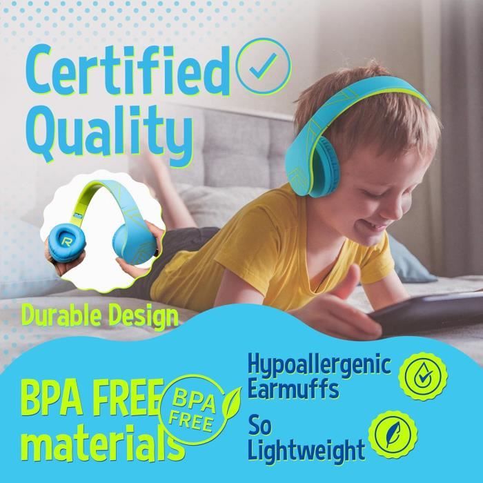 Casque écouteurs Pour Enfants New Bee - Volume Limité 85/95 DB - Micro Intégré, Pliable - Pour école, Voyages (rose)