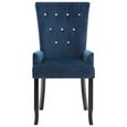 Vintage Chaise de cuisine - Chaise de salle à manger et accoudoirs 2 pcs Bleu foncé Velours - Fauteuil de Relaxation - Moderne ®IQZH-3