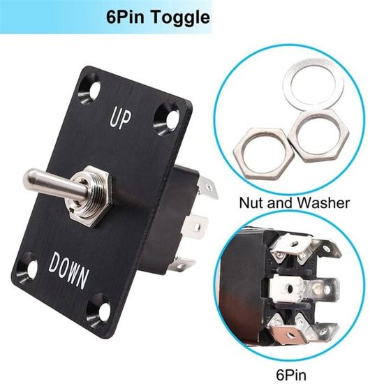 Interrupteur à Bascule DPDT 6 Broches - Momentané ON-OFF-ON Pour Inversion De Polarité Moteur