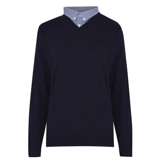 PIERRE CARDIN PULL HOMME MARINE FAUX COL CHEMISE EN V SIGNATURE BRODE DU S AU XXXL MARINE Cdiscount Pret a Porter