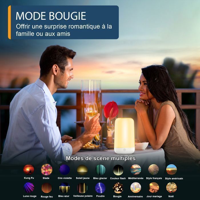 Veilleuse LED, Lampe De Chevet Veilleuse Enfant USB Rechargeable Et Changement De Couleurs RGB