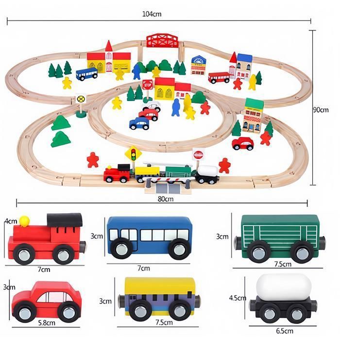 Circuit de Train en Bois 100 Pièces - Triple Boucle - Mario Toys Circuit de Train en Bois 100 Pièces - Triple Boucle - Mario Toys