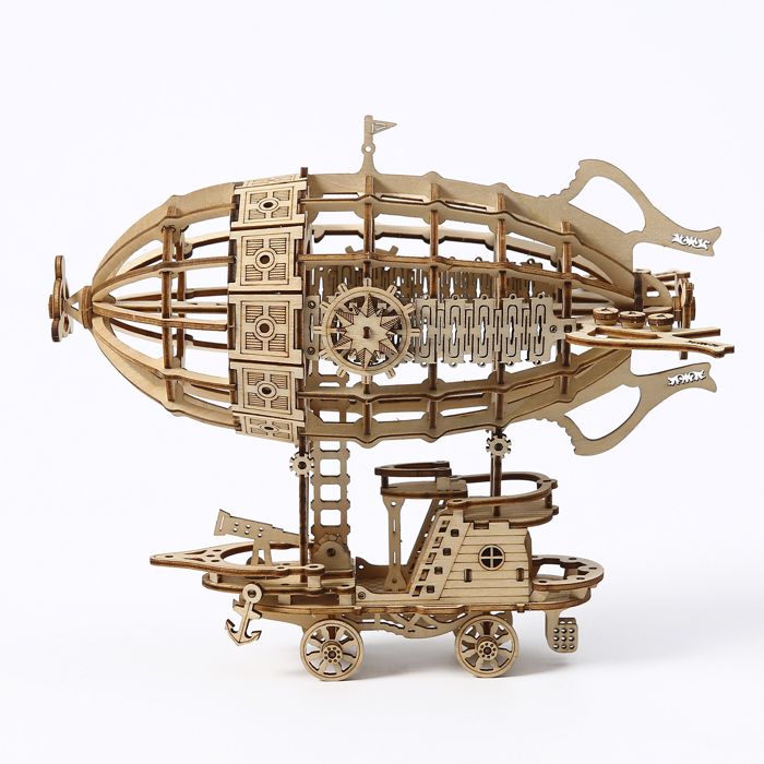 Simulus : Maquette 3D mobile en bois Dirigeable Steampunk 25 x 30 cm - 349 pièces - Maquette - Achat & prix