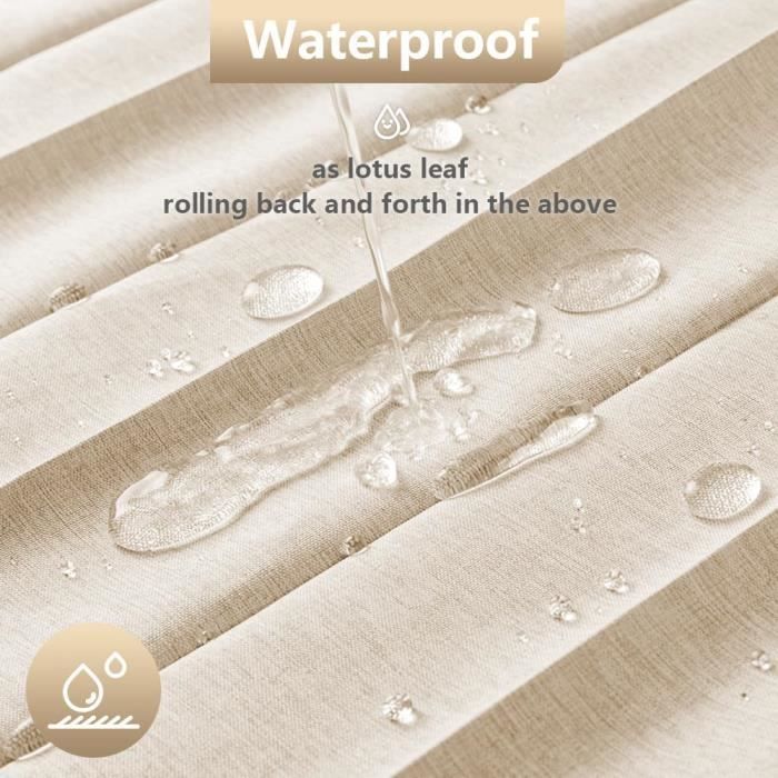 Kavier Rideau De Douche En Toile Avec Bords Festonnés, Structure En Faux Lin, Imperméable, Design En