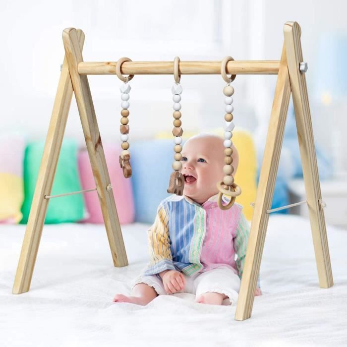 Arche d'éveil & portique d'activités pliable en bois pour bébé