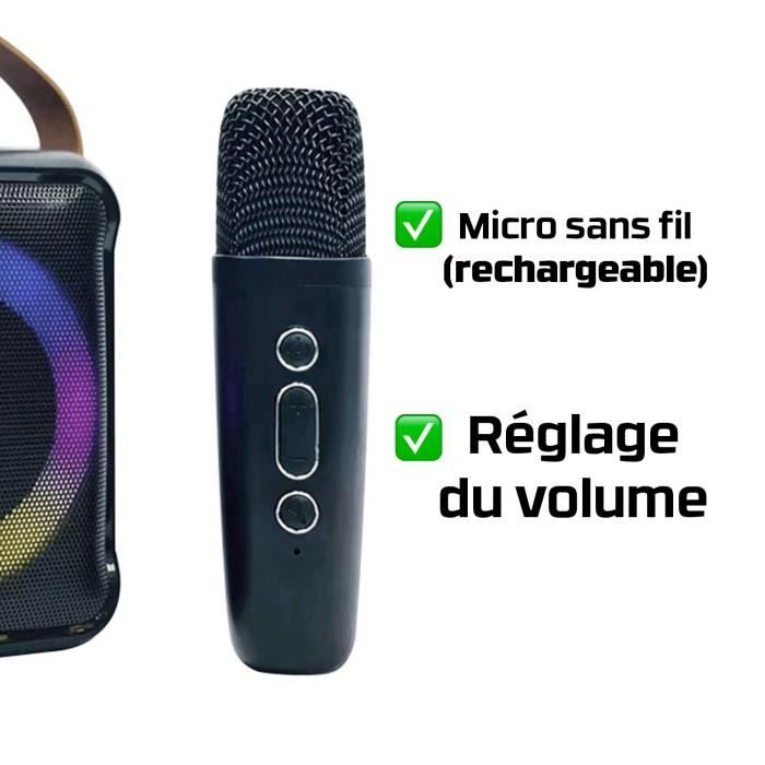 JOJOCUT - Mini Enceinte Portable Bluetooth sans Fil avec Micro Karaoke,  Carte SD, Batterie Rechargeable Longue autonomie, Haut Parleur Microphone