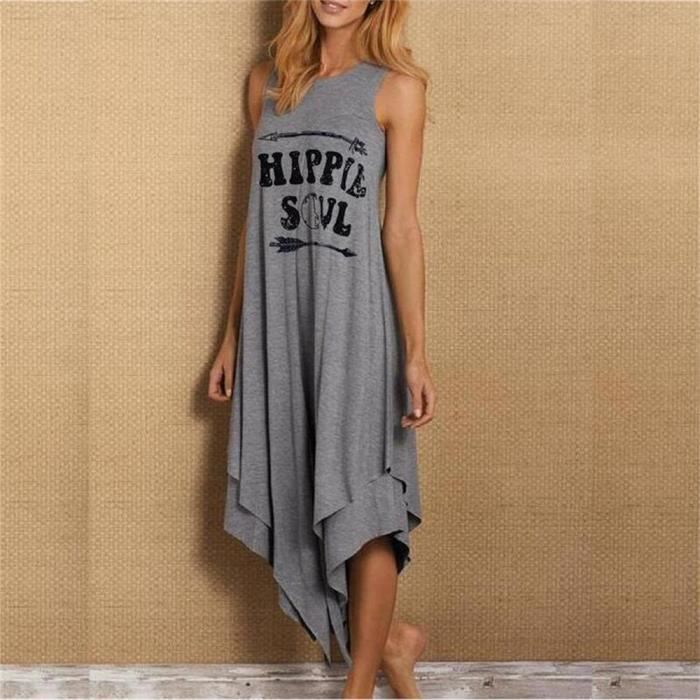Robe Longue robe avec lettres Hippie Soul imprim es v tement d t