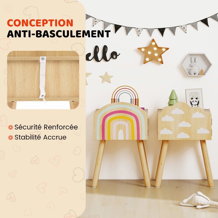 COSTWAY Lot de 2 Table de Chevet - 3 Niveaux, Table d'Appoint Simple et