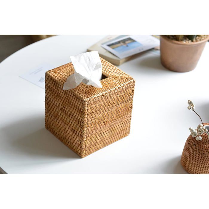 Tolida Boîte à mouchoirs carrée en papier PU - Boîte à mouchoirs décorative - Beige - 13,2 x 13,2 x 14,8 cm - Pour maison, bureau, voiture, salle de bain
