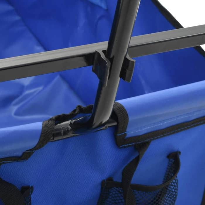 Chariot Pliable 2-en-1 HAPPYSTORE – Capacité 330 Lbs, Poignée Rétractable, Roues Caoutchouc, Bleu