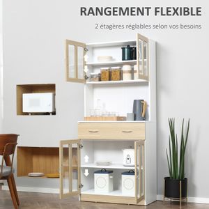 Armoire De Rangement En Bambou 100x35x80 Cm - 2 Portes, 3 étagères Ouvertes, Pour Salon/bureau