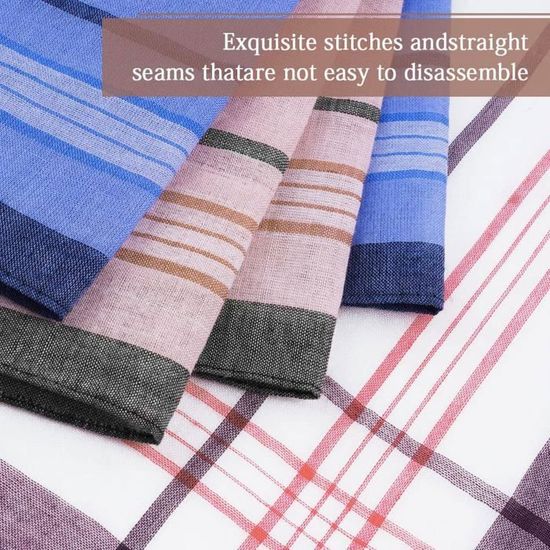 Lot De 12 Mouchoirs En Tissu Homme - Coton 36x36cm - 6 Couleurs - Pour Costume & Cadeau