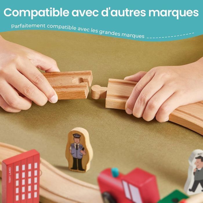 Circuit train en bois Playtive Ferme 43 pièces avec train électrique - Jeux & Jouets Circuit train en bois Playtive Ferme 43 pièces avec train électrique - Jeux & Jouets