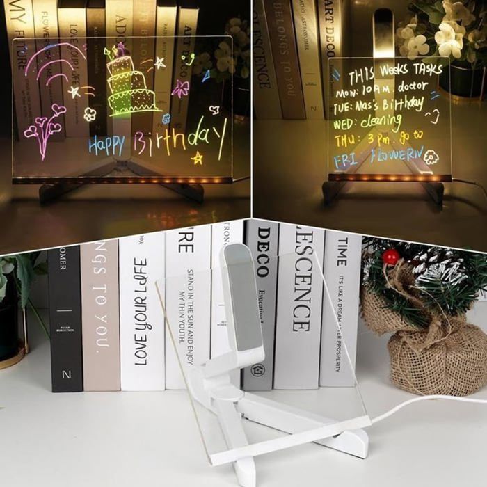 KOKODI Planche à Dessin LED 30x20 Cm – Lumière RVB, 7 Stylos, Câble USB-C – Bloc Acrylique Rechargeable – Idée Cadeau Artistique