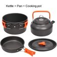3-piece set -Kit d&#39ustensiles de cuisine pour le camping en extérieur, en aluminium, bouilloire à eau, casserole de voyage, rando-0