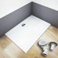 AICA receveur de douche 170x90x3cm estra-plat rectangulaire, bac à douche blanc avec la bonde de douche et le siphon de 90cm-0