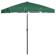 Parasol de plage - Vert - 180x120 cm - Polyester - Résistance UV et intempéries - Inclinable-0