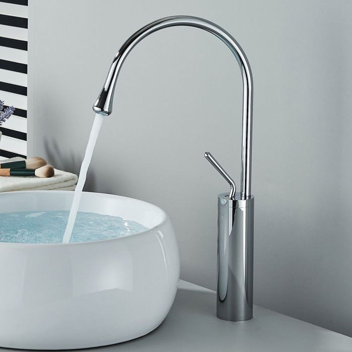 Robinet Mitigeur Lavabo Salle De Bain WOOTAP - Acier Inoxydable Peint Blanc, Design Minimaliste