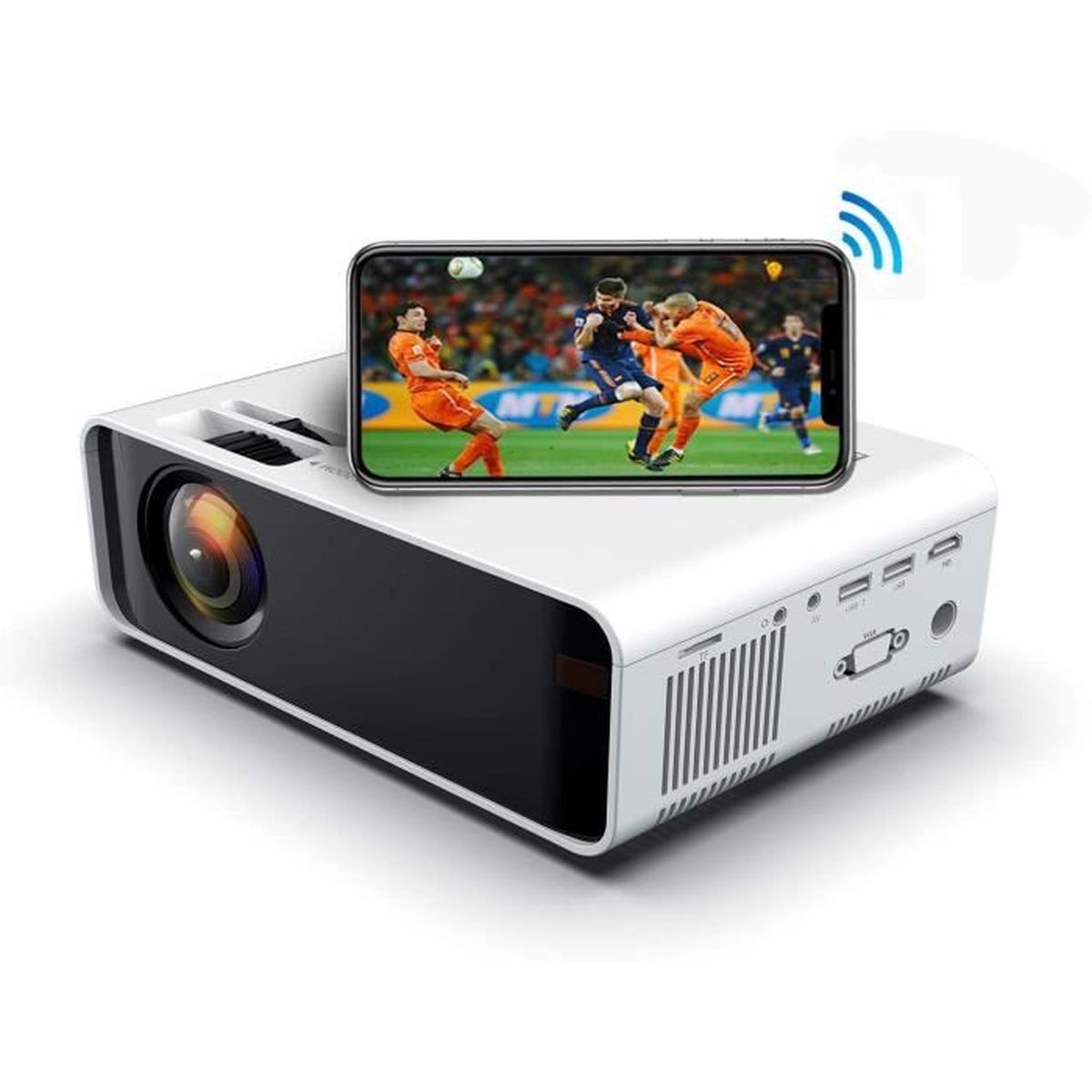 WiFi VidéoprojecteurMini Projecteur Portable 4500 Lumens Full HD 1080P