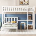 DRIPEX Lit Superposé 90x200cm avec un bureau,échelle à trois niveaux et sommiers stables,cadre en pin,Blanc