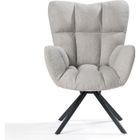 Fauteuil pivotant - HOME DECO FACTORY - Washington - Tissu Gris - Design Capitonné - Pieds Métalliques
