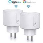 CALEX 2PCS Prise Connectée Wifi, 16A Compatible avec Android iOS Amazon Alexa Google Home Assistant Courant Programmable Télécommande App