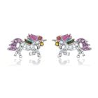 BIJOUTERIE PAPILLON BLEU Boucles d'Oreilles - Enfant - Puces - Licorne - Cristal - Autrichien - Multicolore - Acier - Inoxydable