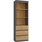 CDF CATANIA - Bibliothèque 3 tiroirs + 2 étagères - 180x60x35 - Meuble de rangement - Etagère livres