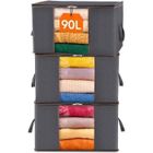MAXLABER 3Pcs 90L Boite Rangement, Sac de Rangement, Forte Capacité de Charge, Peut Stocker Des Vetements, Des Couettes, Des Livres