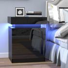 Table de Chevet LED RGB - VIVOLILV - 3 tiroirs - Noir - Moderne