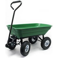 Chariot de jardin à main avec Benne basculante Volume 55L Capacité de charge 200Kg Remorque Brouette - 61305