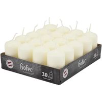 Hofer bougies pilier cylindriques - Durée 7 heures - 1 paquet de 20 bougies, 4 x 7 cm – Ivoire - Cire anti-goutte - Non parfumées