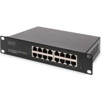 DIGITUS Gigabit Ethernet Switch - 10 pouces - 16 ports - non gere - fond de panier 32 Gbps - Auto MDI/MDI-X - Noir
