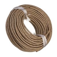 Cordon en Cuir Tissés pour Bracelets en Cuir Tressée Fabrication de Bijoux Artisanat - 1m Couleur crème