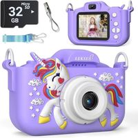 Appareil Photo Numérique Enfant - KAKOO - Mini Caméra HD 1080p - 2 Pouces Écran - Carte SD 32GB - Violet