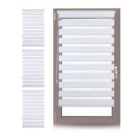 4 x Doppelrollo Klemmfix ohne bohren, Seitenzugrollo mit Streifen, Duo-Rollo für Fenster, Stoff 66x156 cm, weiß